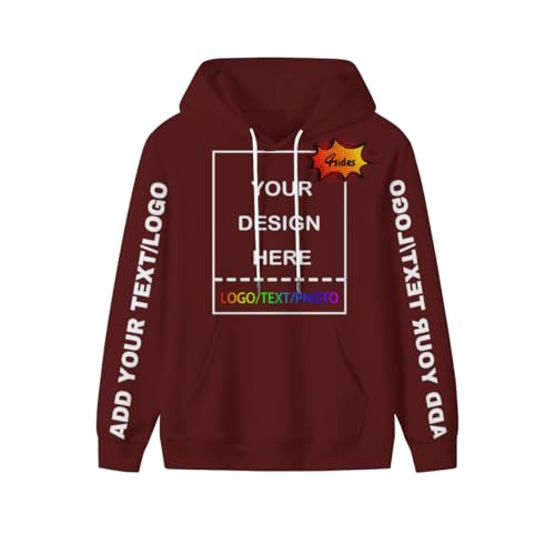 PRFELMG Unisex Hoodie Gestalten Sie Ihr eigenes Hoodies - personalisierte Paar-Sweatshirts - Team-Sweatshirt - benutzerdefinierte Sweatshirts für Paare - Geschenke auf Vorder-/Rückseite/Ärmel von PRFELMG