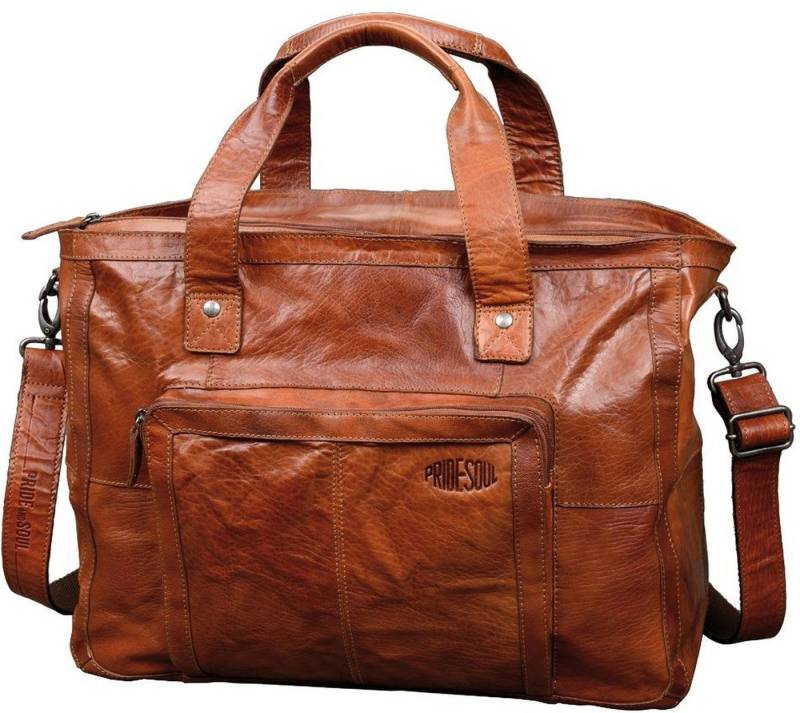 PRIDE & SOUL Umhängetasche Tasche Weekender Royal T 460x350x240mm Leder cognac von PRIDE & SOUL