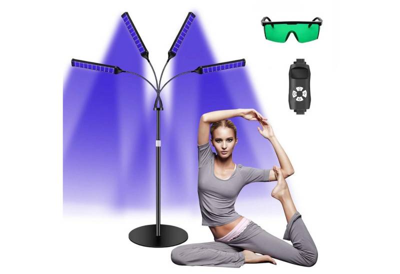 PRIISF Oberkörpersolarium Bräunungslampe Sonnenbank Gesichtsbräunungslampe Solarium für Zuhause, Bräunungslampen Zuhause Blaues Licht Therapie Solarium LED Gesich, 4 Köpfig Gesichtssolarium 35W für Körper mit 420 LEDs, Tragbare Einstellbare Höhe und Winkel Bräunungsgeräte Heimsonnenstudio von PRIISF