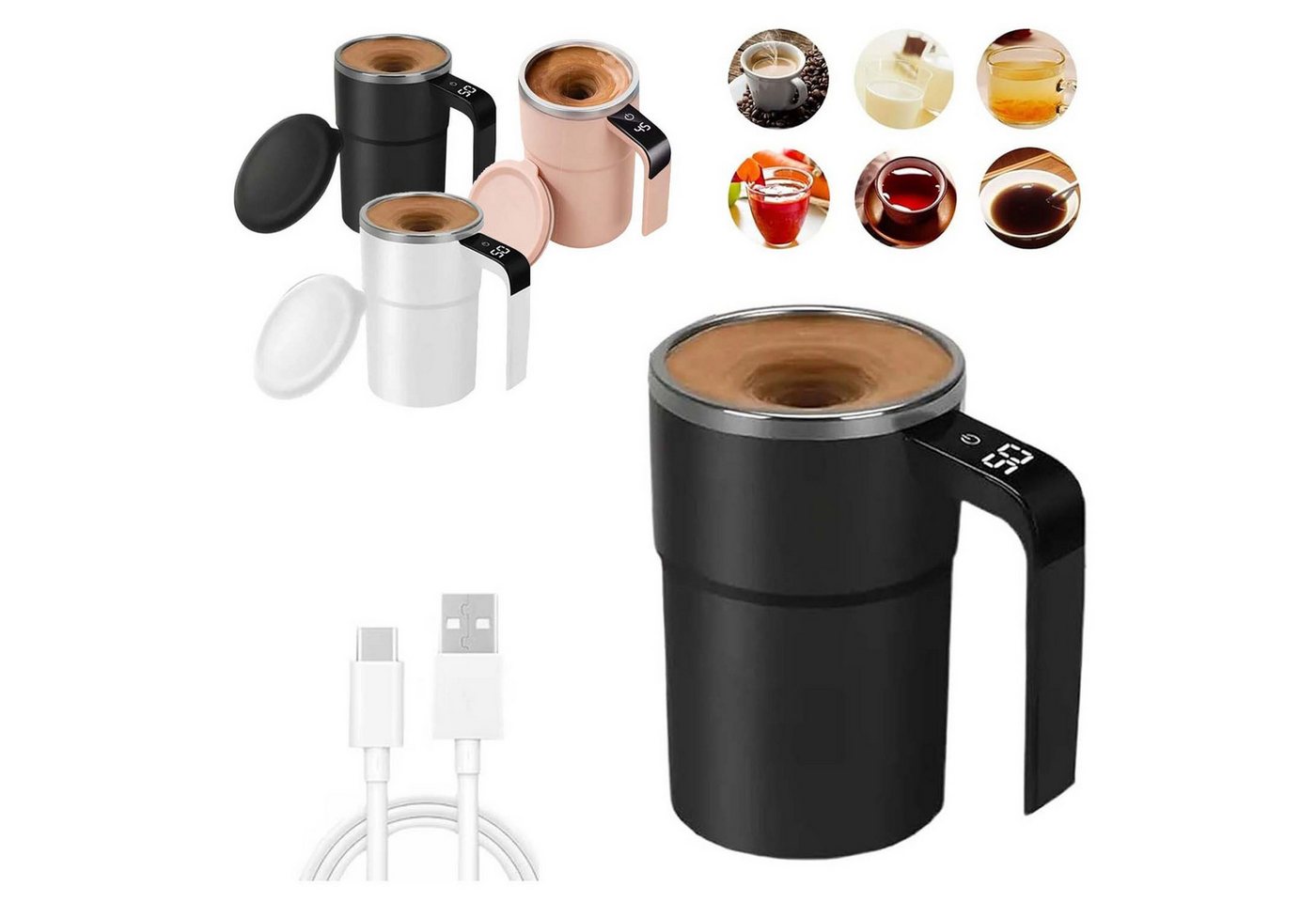 PRIISF Rasiermug 380ml Selbstrührende Tasse Lazy Mug Becher Automatisch Rührend von PRIISF