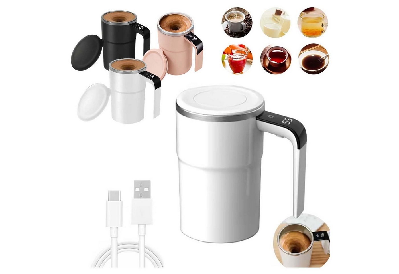 PRIISF Rasiermug 380ml Selbstrührende Tasse Lazy Mug Becher Automatisch Rührend von PRIISF