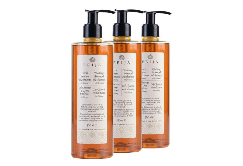 PRIJA Duschgel PRIJA Haarshampoo & Duschgel 2in1 vitalisierend mit Ginseng 380ml, 3-tlg. von PRIJA