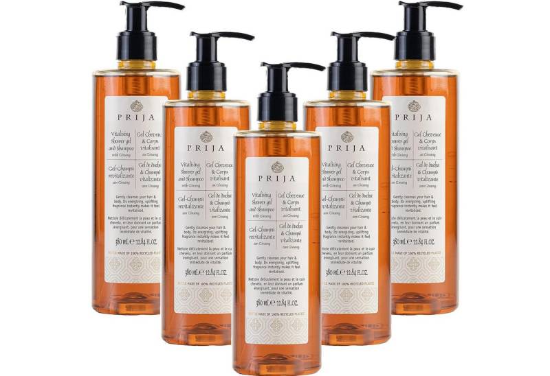 PRIJA Duschgel PRIJA Haarshampoo & Duschgel 2in1 vitalisierend mit Ginseng 380ml, 5-tlg. von PRIJA