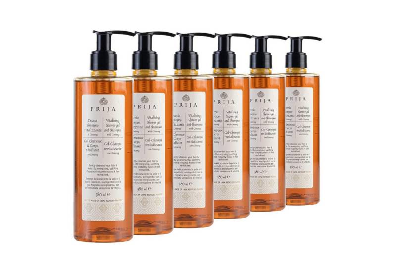 PRIJA Duschgel PRIJA Haarshampoo & Duschgel 2in1 vitalisierend mit Ginseng 380ml, 6-tlg. von PRIJA