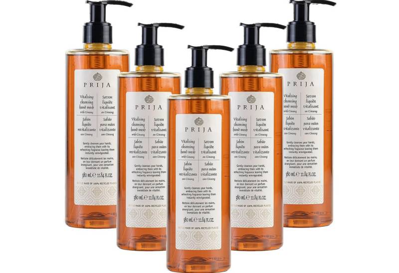PRIJA Flüssigseife PRIJA vitalisierend mit Ginseng 380ml Hotelseife Seife, 5-tlg. von PRIJA