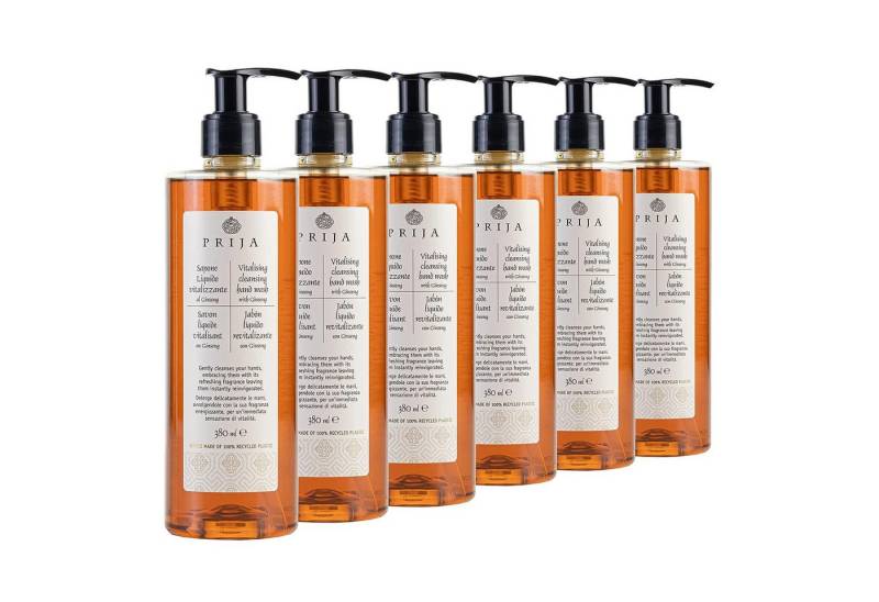 PRIJA Flüssigseife PRIJA vitalisierend mit Ginseng 380ml Hotelseife Seife, 6-tlg. von PRIJA