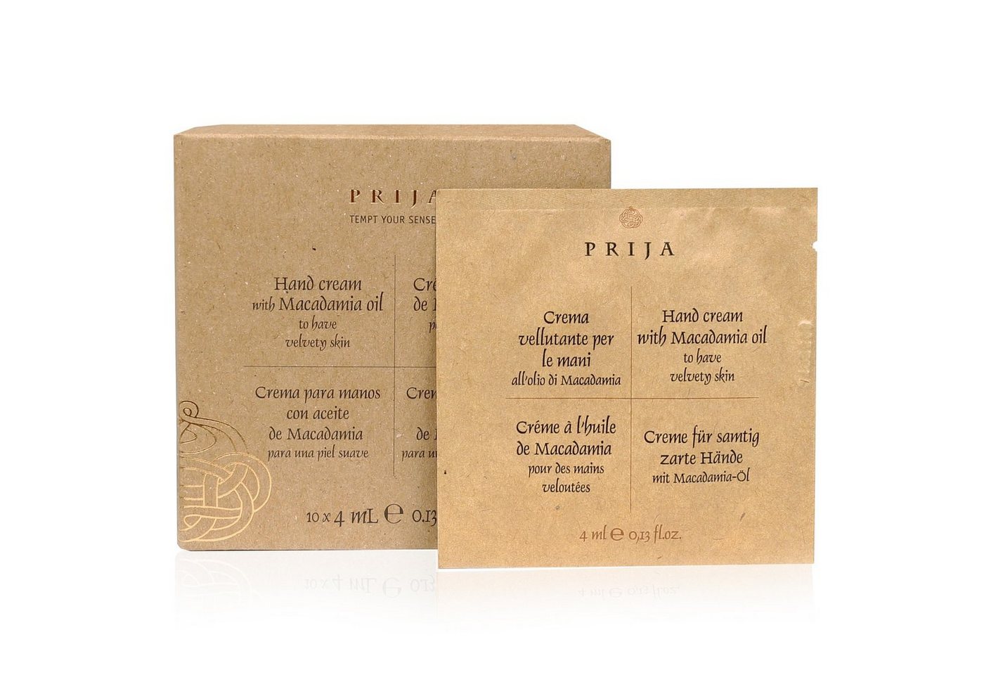 PRIJA Handcreme PRIJA Handcreme mit Macadamiaöl 10 Stück x 4 ml, 10-tlg. von PRIJA