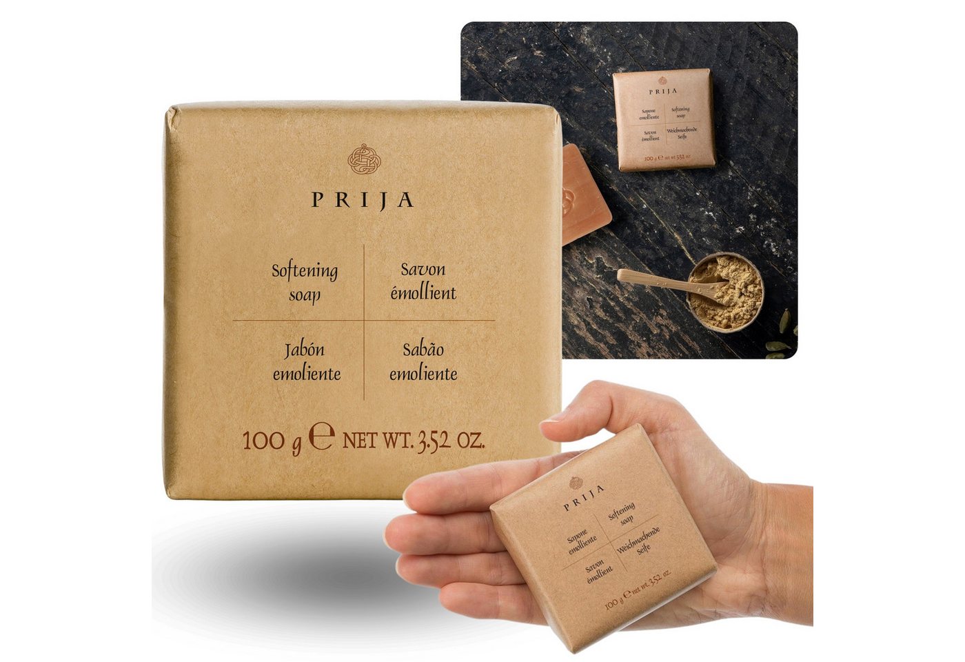 PRIJA Handseife PRIJA pflanzliche Seife mit Glycerin, FEUCHTIGKEITSSPENDEND, 1-tlg. von PRIJA