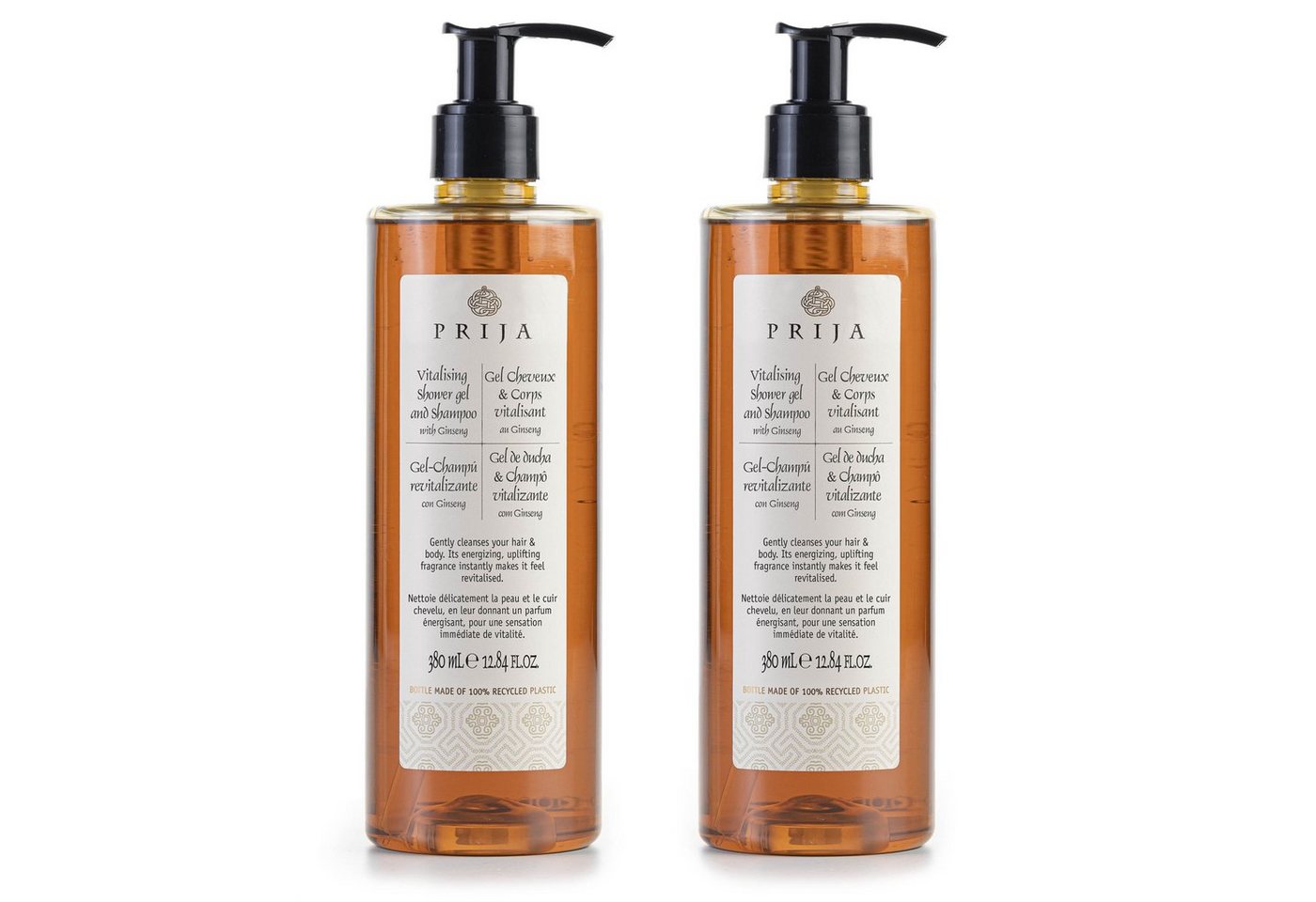PRIJA Kopfhaut-Pflegeshampoo PRIJA flüssiges Shampoo/Duschgel mit Ginseng, 2-tlg. von PRIJA