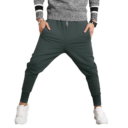 PRIJOUHE Herren Jogger, Sweatpants, Low Crotch Sweats Slim Fit Hose Harem Hip Hop Pants, 01-grau, Mittel von PRIJOUHE