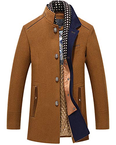 PRIJOUHE Herren Wollmantel Wintermantel Slim Medium Lange Mäntel Overcoat Herren-Jacken Männlich X-Large von PRIJOUHE