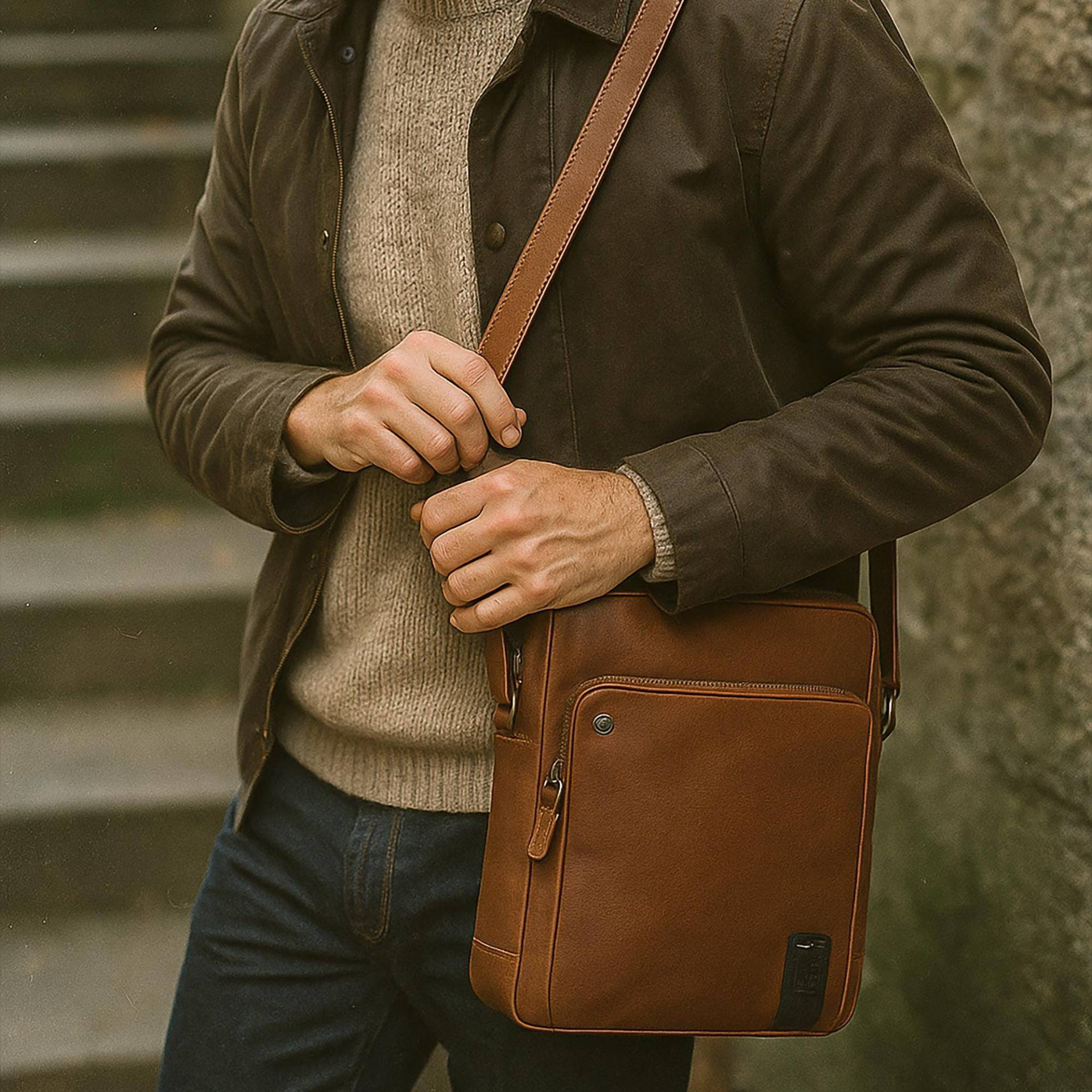 Tasche Für Männer Leder Umhängetasche Reise Crossbody Geldbörse Ledertasche 3. Jahrestag Geschenk Mann-Tasche Tägliche Tragen von PRIMEHIDE
