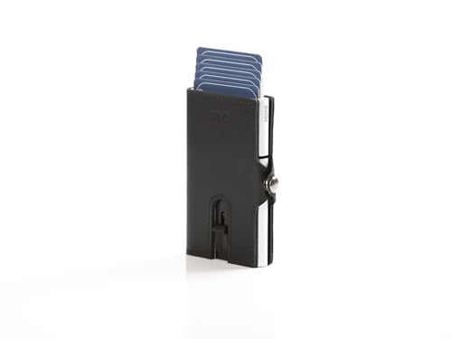PRIMØ germany® Slim Wallet Swipe mit Münzfach und RFID-Schutz und Ummantelung aus echtem Leder I Für Herren und Damen (Parent) (Leder, Schwarz Münzfach) von PRIMØ germany