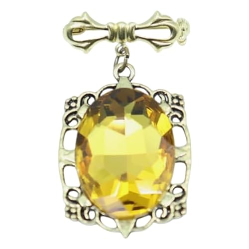 Bonnie Bennett Hexe gelber Bernstein Stil Amulett Antikgold elegante Brosche Pin von PRINCESS CUTENESS STORE