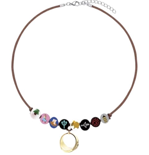PRINCESS CUTENESS STORE Annabeth Chase Halskette mit handbemalten Holzperlen, Halbgott Olympian Percy Jackson + College-Ring des Vaters von PRINCESS CUTENESS STORE
