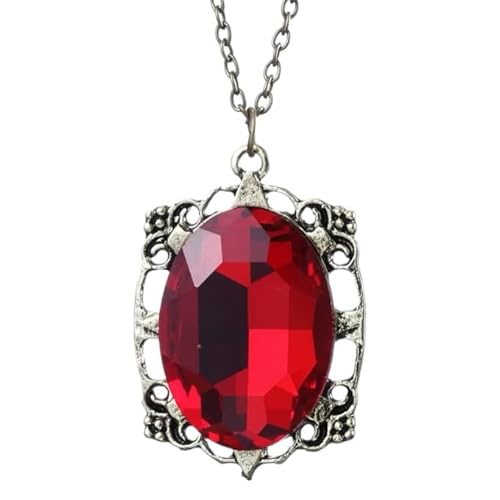PRINCESS CUTENESS STORE Bonnie Bennett Halskette mit Anhänger, Hexe, roter Bernstein, Amulett von PRINCESS CUTENESS STORE