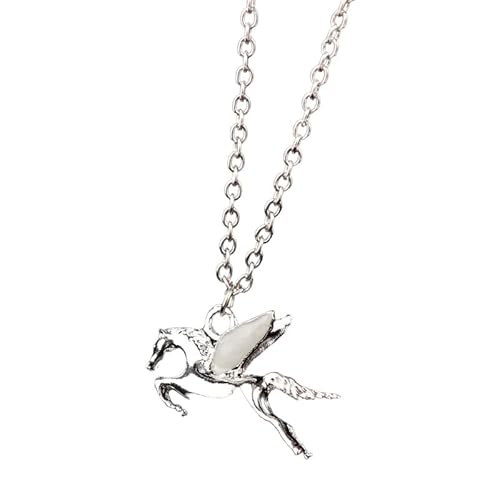 PRINCESS CUTENESS STORE Percy Jackson Halskette Annabeth Chase Olympian Demigod Pegasus leuchtend geflügeltes Pferd silberfarben von PRINCESS CUTENESS STORE