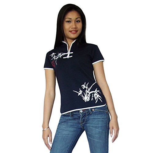 Damen Asia China Yoga,Tai Chi & Meditations Shirt Baumwolle Blau M von PRINCESS OF ASIA