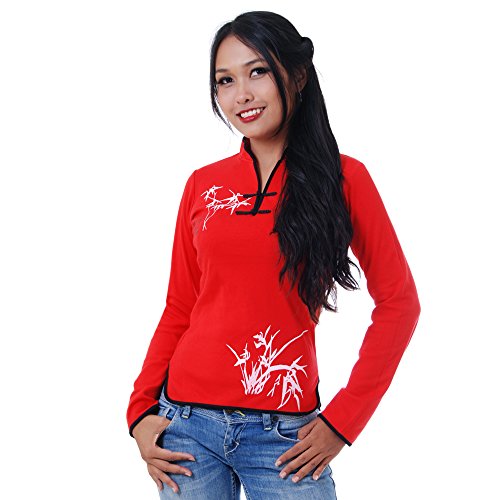 Damen Asia China Yoga,Tai Chi & Meditations Shirt Baumwolle Rot L von PRINCESS OF ASIA