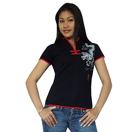 Damen Asia China Yoga,Tai Chi & Meditations Shirt Baumwolle Schwarz L von PRINCESS OF ASIA