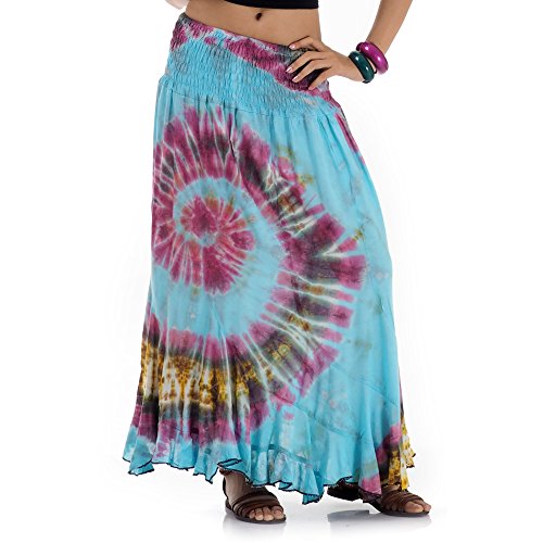 Langer Veganer Hippie Boho Goa Batik Maxi Rock aus Thailand und Bali 36 38 40 42 S M von PRINCESS OF ASIA