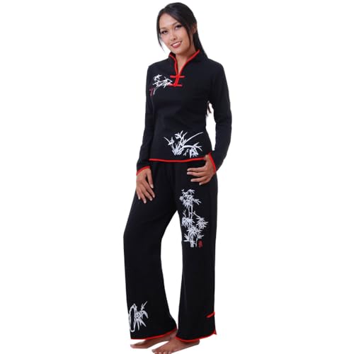 PRINCESS OF ASIA Asien Damen Frauen Yoga Trainingsanzug,Tai Chi, Hausanzug & Meditations Anzug Baumwolle Schwarz M von PRINCESS OF ASIA