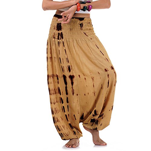 PRINCESS OF ASIA Batik Hippie Hose Haremshose Aladinhose Pumphose für Damen & Herren 36 38 40 42 (Einheitsgröße, Braun) von PRINCESS OF ASIA