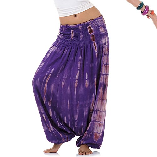 PRINCESS OF ASIA Batik Hippie Hose Haremshose Aladinhose Pumphose für Damen & Herren 36 38 40 42 (Einheitsgröße, Lila) von PRINCESS OF ASIA