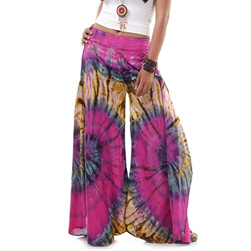 PRINCESS OF ASIA Extrem Weite Damen Hippie Ethno Goa Thai Hose Schlaghose 36 38 40 S M (Einheitsgröße, Pink) von PRINCESS OF ASIA
