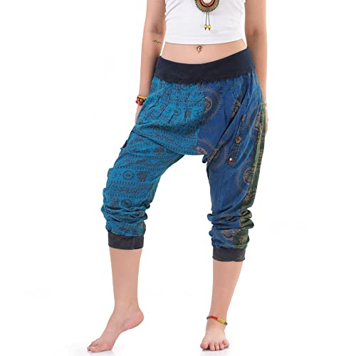 PRINCESS OF ASIA Patchwork Jeans Capri Haremshose Kurz 3/4 Aladinhose Pumphose für Damen & Herren von PRINCESS OF ASIA