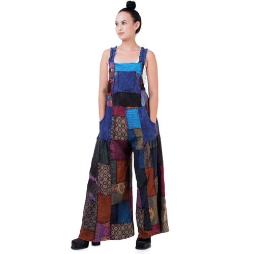 PRINCESS OF ASIA Patchwork Jeans Overall Jumpsuit Jumper Hippie Hose Latzhose für Damen (DE/NL/SE/PL, Alphanumerisch, Einheitsgröße, Regular, Regular, Lila) von PRINCESS OF ASIA