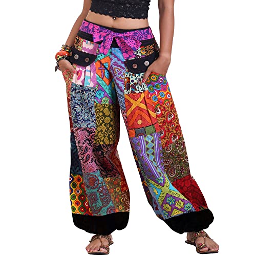 PRINCESS OF ASIA Strahlend Bunte Hippie Jeans Patchwork Hose Haremshose Aladinhose Pumphose für Damen & Herren von PRINCESS OF ASIA