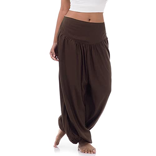 PRINCESS OF ASIA Vegan & Fair - Hippie Hose Haremshose Aladinhose Pumphose Yoga Hose 36 38 40 (Einheitsgröße, Braun) von PRINCESS OF ASIA