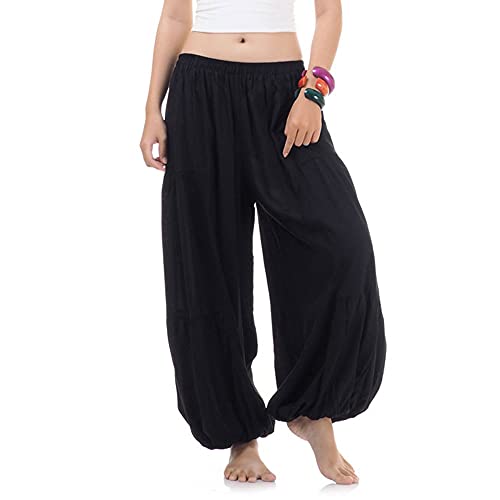 PRINCESS OF ASIA Vegan & Fair - Hippie Hose Haremshose Aladinhose Pumphose Yoga Hose 36 38 40 (Einheitsgröße, Schwarz) von PRINCESS OF ASIA
