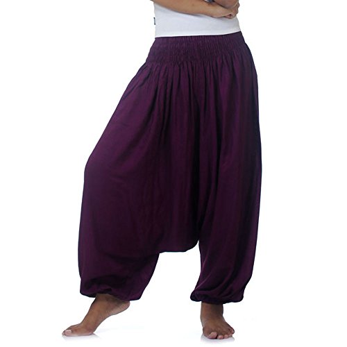 PRINCESS OF ASIA Vegan & Fair - Hippie Hose Haremshose Aladinhose Pumphose für Damen & Herren 36 38 40 42 (Einheitsgröße, Bordeaux) von PRINCESS OF ASIA