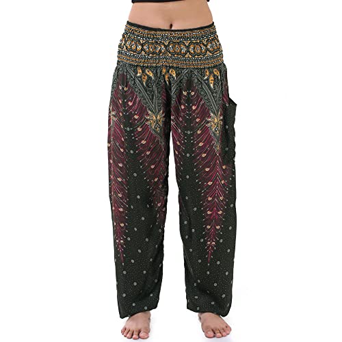 PRINCESS OF ASIA Vegan & Fair - Orientalische Aladinhose Haremshose Bauchtanzhose Pumphose Hippie Thai Hose (as3, Alpha, one_Size, Regular, Regular, Phoenix Grün) von PRINCESS OF ASIA