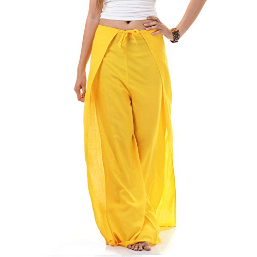 PRINCESS OF ASIA Vegan & Fair - Traditionelle Thai Wickelhose Fischerhose Hosenrock Wickelrock Hippie Hose für Damen & Herren (Einheitsgröße, Gelb) von PRINCESS OF ASIA