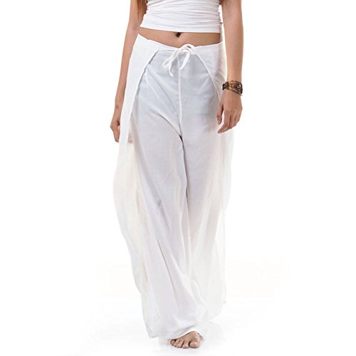 PRINCESS OF ASIA Vegan & Fair - Traditionelle Thai Wickelhose Fischerhose Hosenrock Wickelrock Hippie Hose für Damen & Herren (Einheitsgröße, Weiß) von PRINCESS OF ASIA