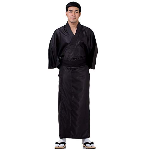 Princess of Asia Japanischer Herren Samurai Yukata Kimono Satin M L XL (Schwarz, Einheitsgröße) von PRINCESS OF ASIA