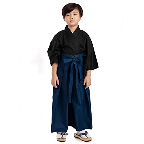 Traditionelles japanisches Kinder Samurai Kostüm Kimono Set Kendo Gi Shirt + Hakama Hose für Jungen und Mädchen aus Baumwolle von PRINCESS OF ASIA