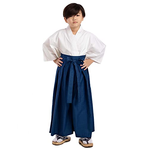 Traditionelles japanisches Kinder Samurai Kostüm Kimono Set Kendo Gi Shirt + Hakama Hose für Jungen und Mädchen aus Baumwolle von PRINCESS OF ASIA