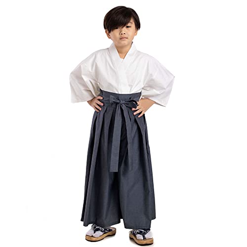 Traditionelles japanisches Kinder Samurai Kostüm Kimono Set Kendo Gi Shirt + Hakama Hose für Jungen und Mädchen aus Baumwolle von PRINCESS OF ASIA