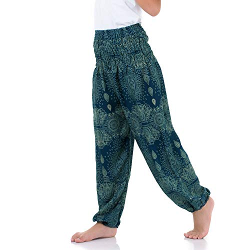 Vegan & Fair - Orientalische Kinder Aladinhose Haremshose Spirit of Mandala für Mädchen Jungen &Jungen (158/164, Türkis) von PRINCESS OF ASIA