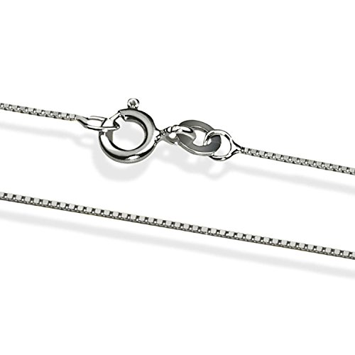PRINS JEWELS 14 Karat / 585 Gold Italienisch Venezianer Box Kette Weißgold Unisex - Breite 1 mm - verschiedene Längen (40) von PRINS JEWELS