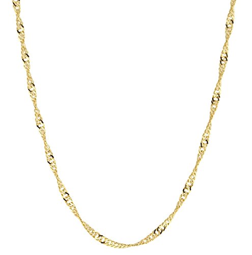 14 Karat / 585 Gold Singapur Kette Licht Zweiseitig Diamantiert Unisex, Länge Wählbar (49) von PRINS JEWELS