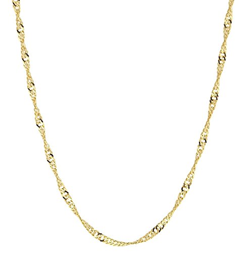 14 Karat / 585 Gold Singapur Kette Licht Zweiseitig Diamantiert Unisex, Länge Wählbar (55) von PRINS JEWELS