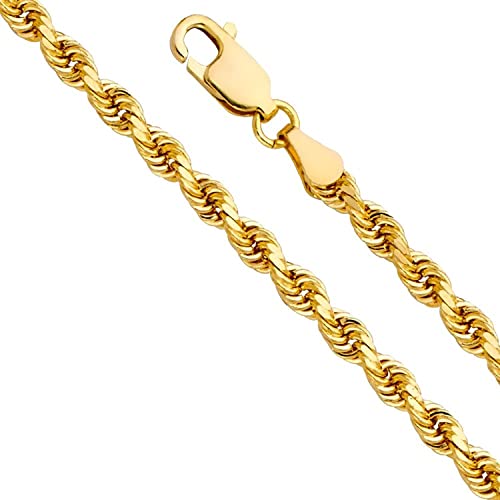 14 Karat 585 Gold Kordelkette Gelbgold Breite 5.20 mm (Rope kette) Unisex (45) von PRINS JEWELS