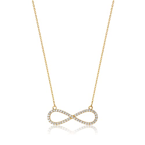 14 Karat 585 Gold Unendlichkeit Halskette Mit Zirkonia Infinity Zeichen Anhänger von PRINS JEWELS