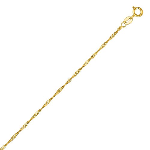 18 Karat / 750 Gold Feine Singapur Kette Gelbgold Unisex - 1 mm. - Länge wählbar (40) von PRINS JEWELS