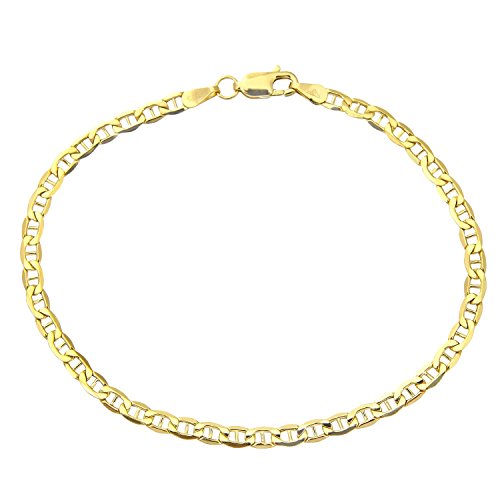 PRINS JEWELS Armband 14 Karat / 585 Gold Italienisch Flach Mariner Gelbgold Armkette Breite 3.10 mm (21) von PRINS JEWELS